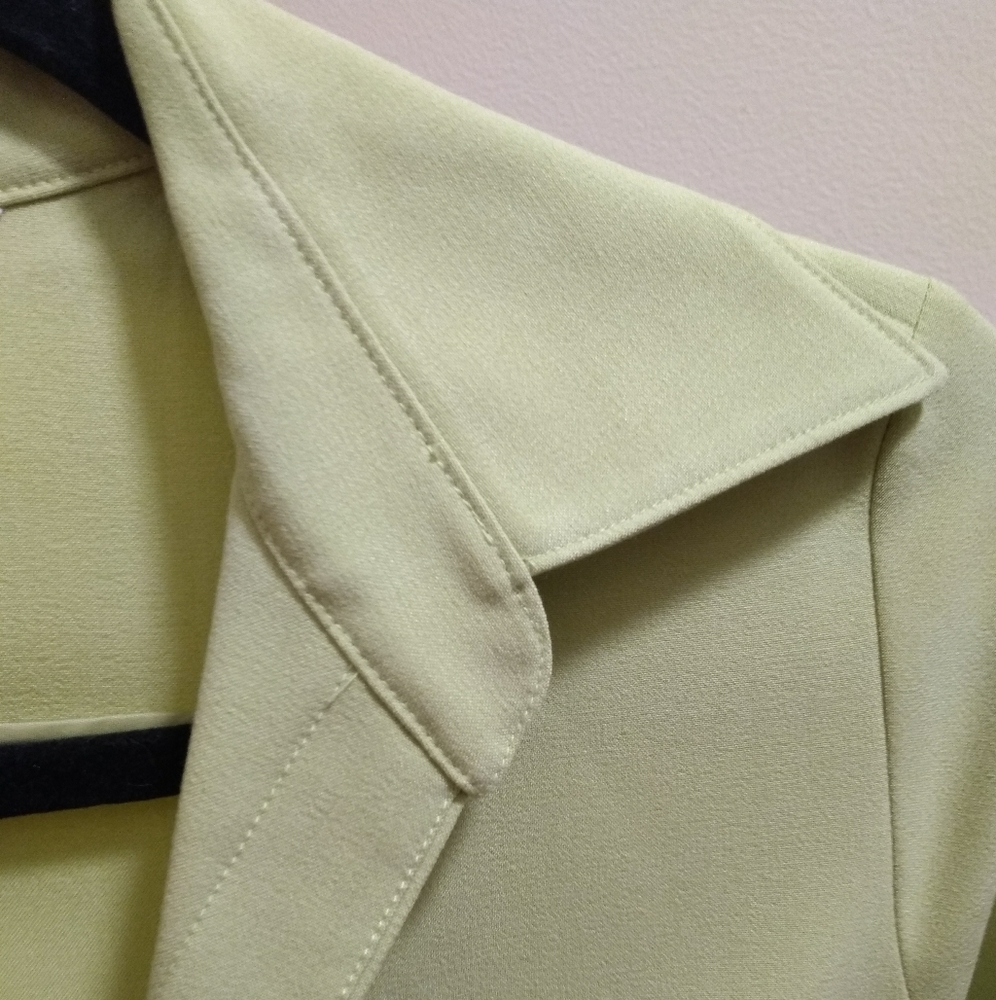 Solid, Light Lime Green Long Sleeve Button Blouse